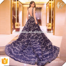Spätestes Kleid Design Vestidos de Festa Marineblau Maxi Lange Abendkleid Abendkleid mit Bling Bing Stars